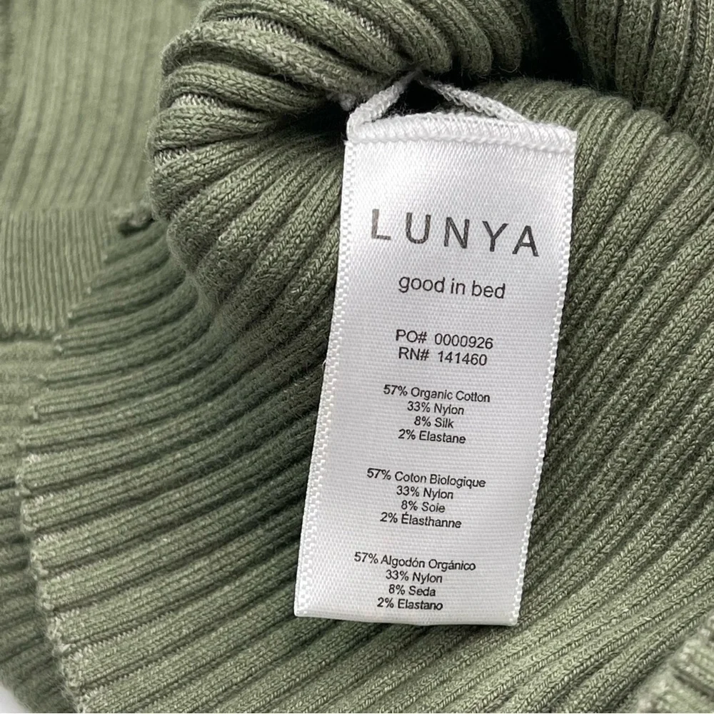 LUNYA Cozy Cotton Silk Crop Ribbed Tank Top Green Comfy Luxury Lounge  Summer - Picture 8 of 10